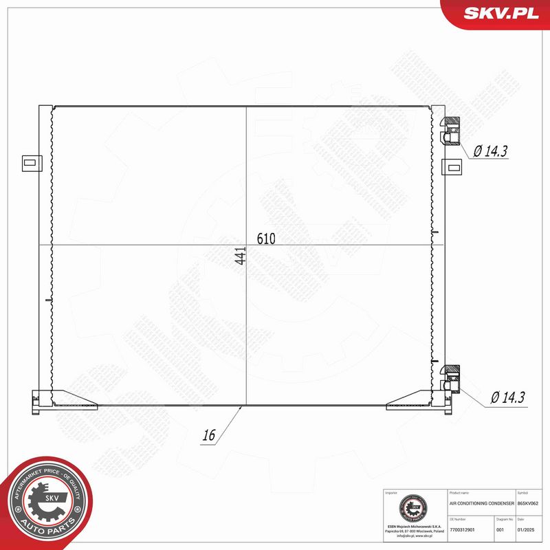 ESEN SKV 86SKV062 Condenser, air conditioning