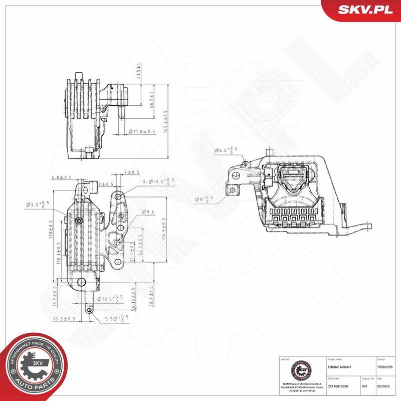 Paigutus, Mootor, ESEN SKV 75SKV299