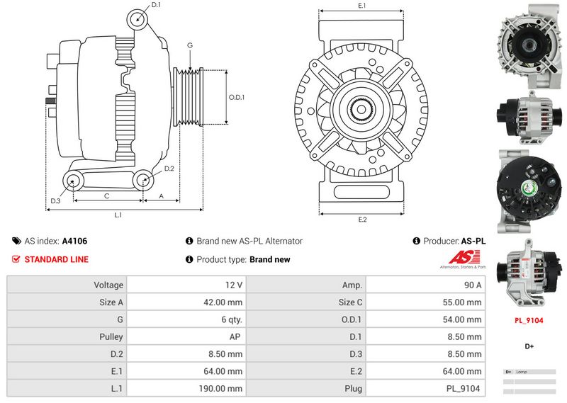 AS-PL A4106 Alternator