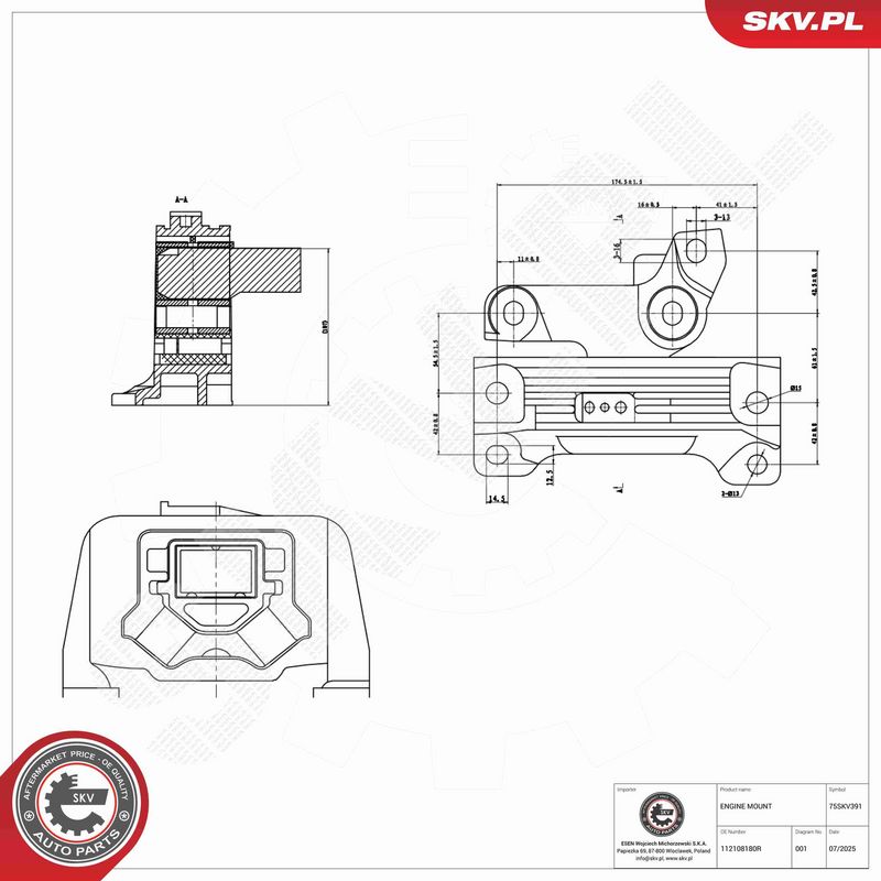 ESEN SKV 75SKV391 Variklio pagalvė
