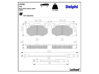DELPHI LP350 - Brake Pad Set, disc brake