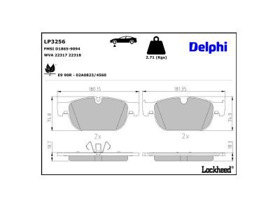DELPHI LP3256 Diskinių stabdžių kaladėlių komplektas