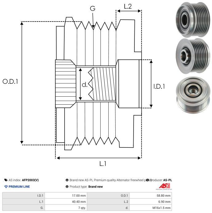 AS-PL AFP2003(V) Alternator Freewheel Clutch
