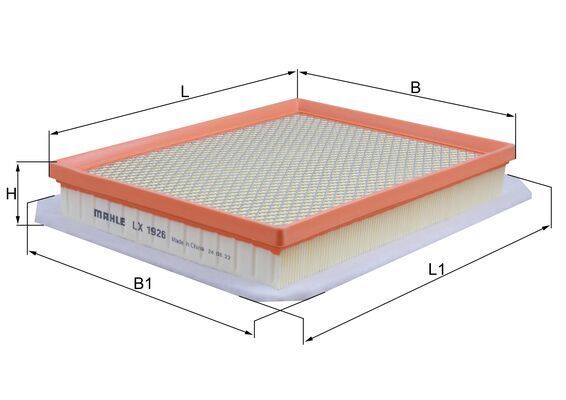 Повітряний фільтр, фільтрувальний елемент, OPEL ASTRA H, ZAFIRA B 1.7-1.9 CDTI 04-, Mahle LX1926