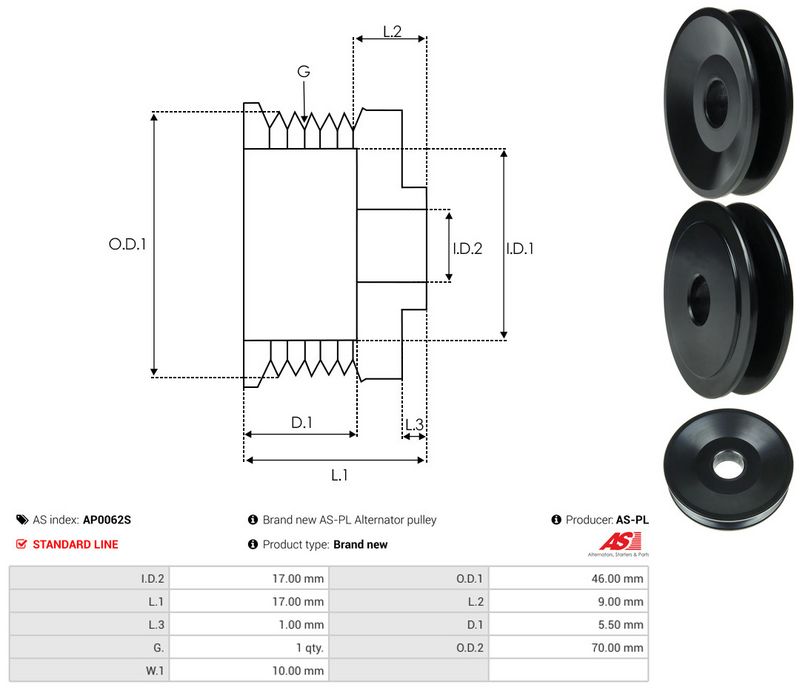 Rihmaratas, generaator, AS-PL AP0062S