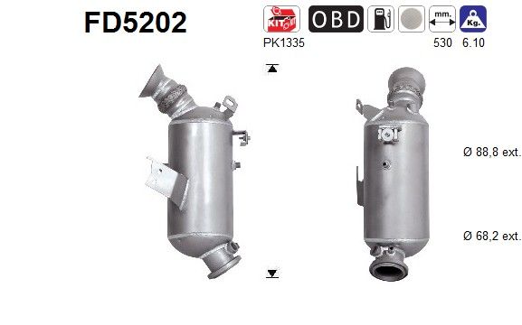 AS FD5202 Suodžių / kietųjų dalelių filtras, išmetimo sistema