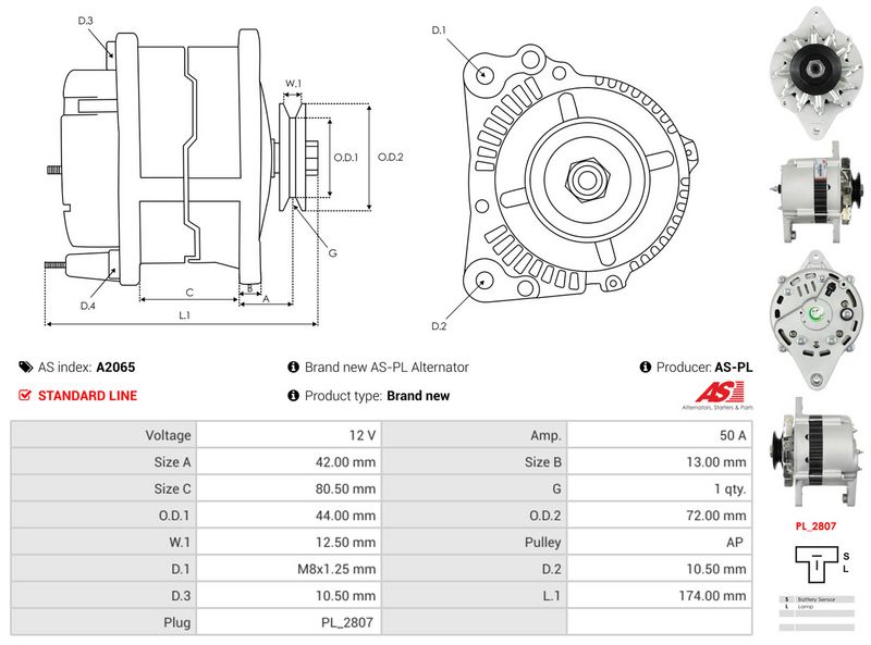 AS-PL A2065 Alternator