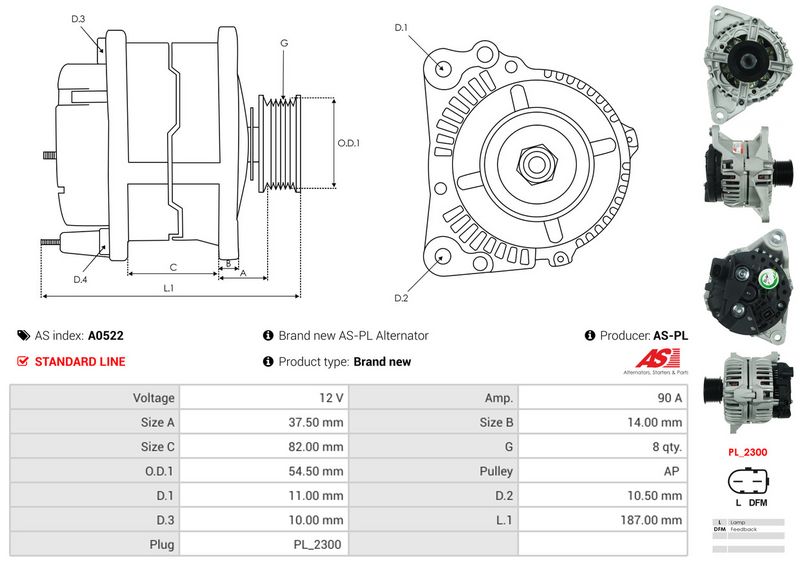AS-PL A0522 Alternator