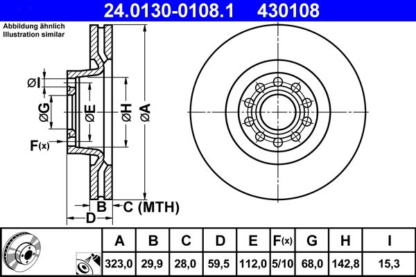 Disc frana 24.0130-0108.1 ATE