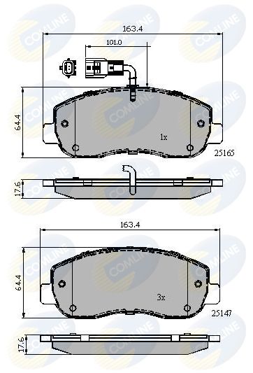 Комплект гальмівних накладок, дискове гальмо, Comline CBP12106