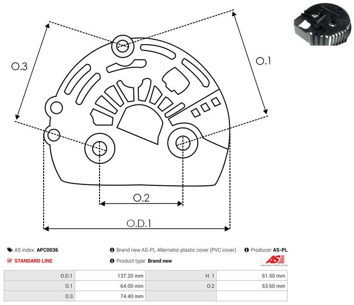 AS-PL APC0036 Protective Cap, alternator