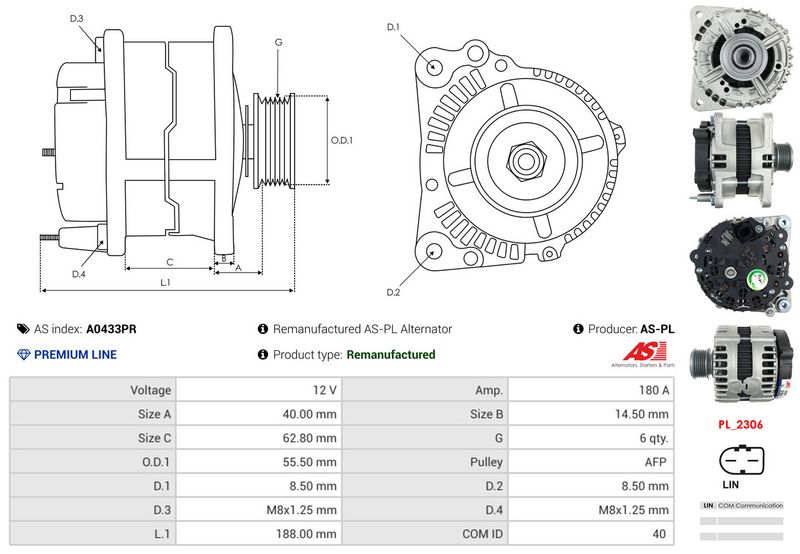 AS-PL A0433PR Alternator