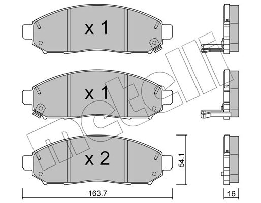 Комплект гальмівних накладок, дискове гальмо, Metelli 22-0743-1