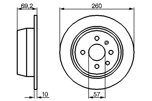 BOSCH OPEL диск тормозной задний ASTRA 91-260 10 8