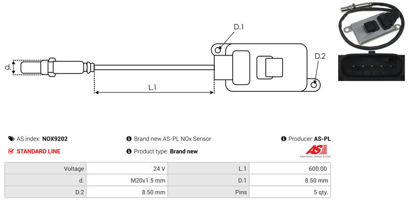 AS-PL NOX9202 NOx Sensor, urea injection