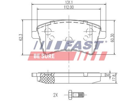 Комплект гальмівних накладок, дискове гальмо, Fast FT29527