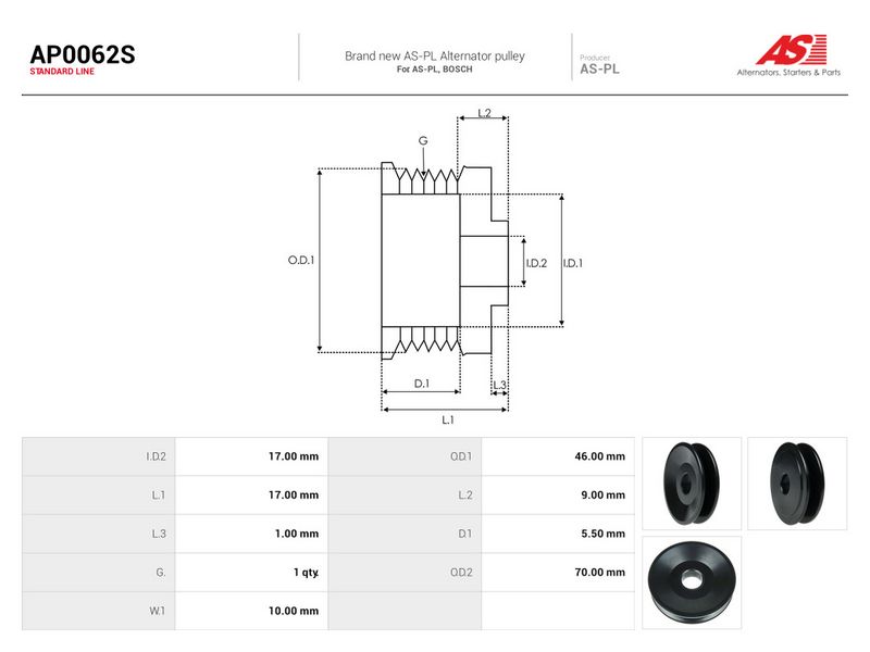 Rihmaratas, generaator, AS-PL AP0062S