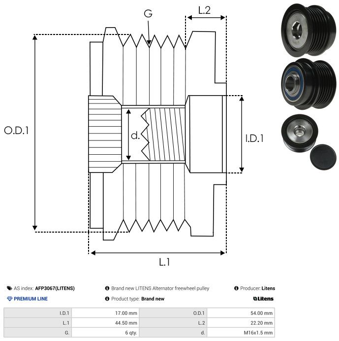 AS-PL AFP3067(LITENS) Alternator Freewheel Clutch