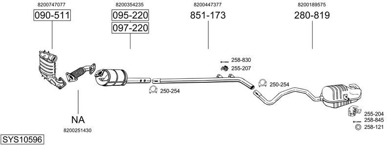 BOSAL kipufogórendszer SYS10596