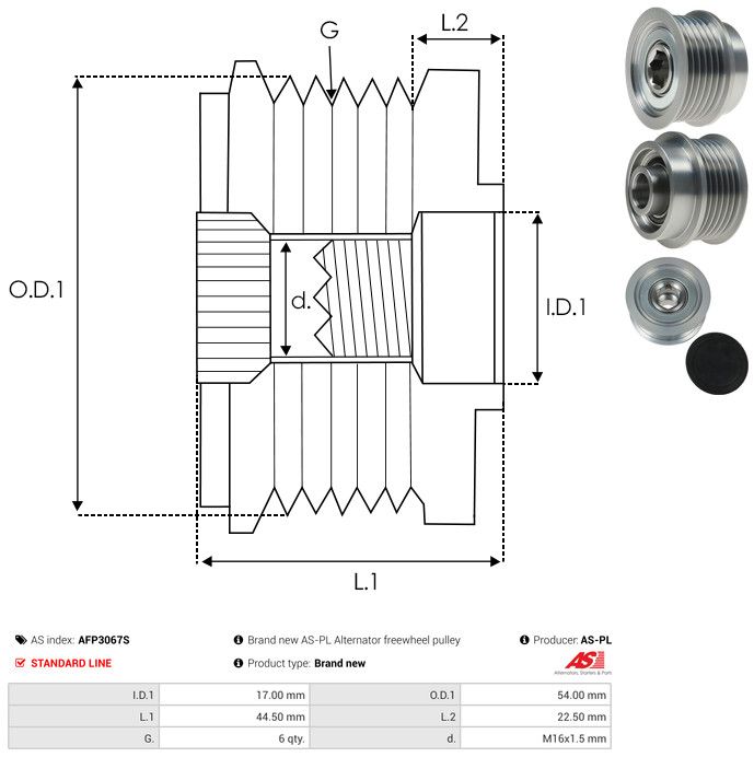 AS-PL AFP3067S Alternator Freewheel Clutch