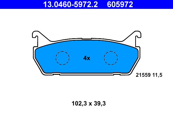 Комплект гальмівних накладок, дискове гальмо, Ate 13.0460-5972.2