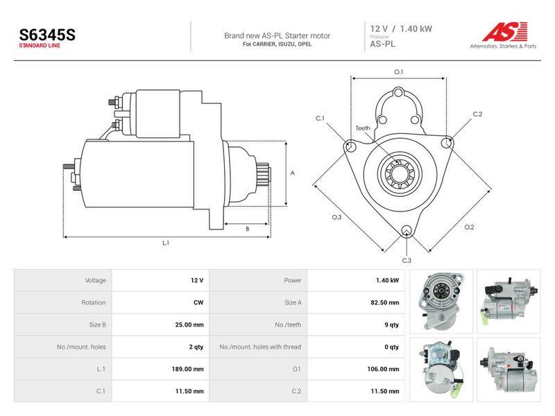 Starter, AS-PL S6345S