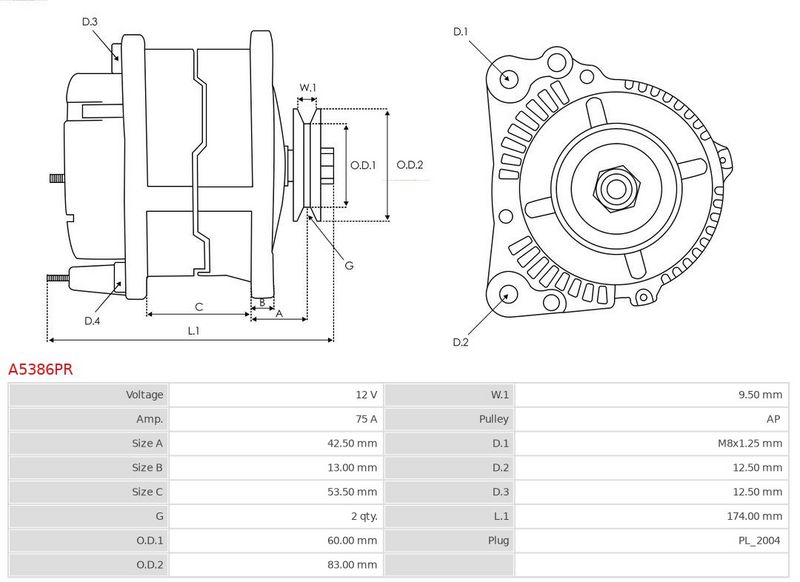 AS-PL A5386PR Alternator