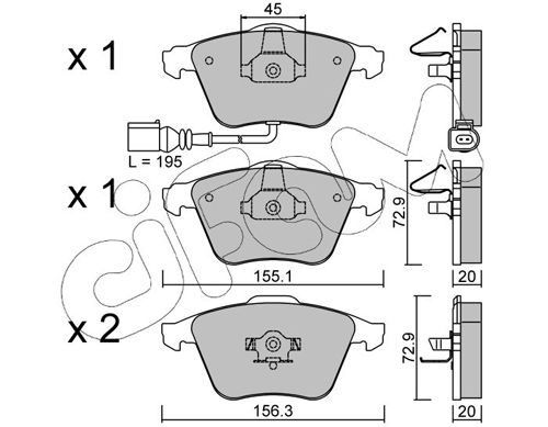 CIFAM AUDI тормозные колодки передний A3/TT Volkswagen Golf V, Passat 05-SEAT Leon с датчиком.