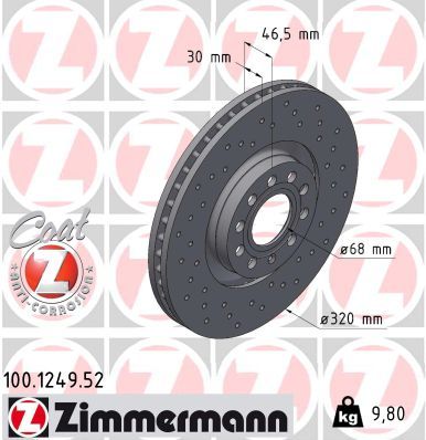 Гальмівний диск, Zimmermann 100.1249.52