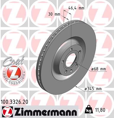 Гальмівний диск, Zimmermann 100.3326.20