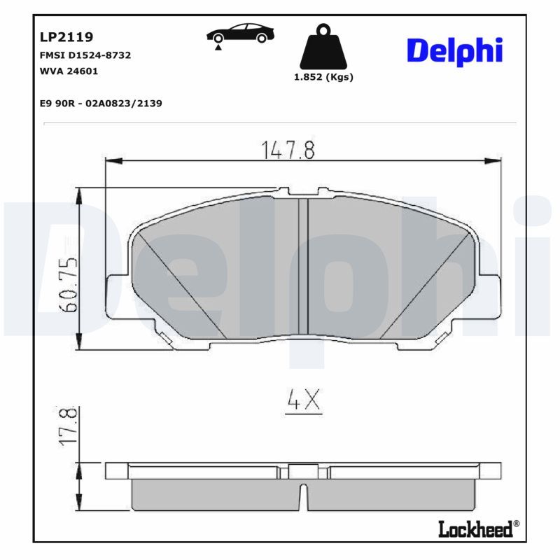 Set placute frana,frana disc LP2119 DELPHI