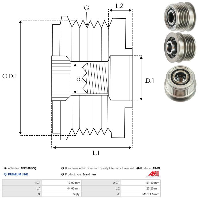 AS-PL AFP3003(V) Alternator Freewheel Clutch