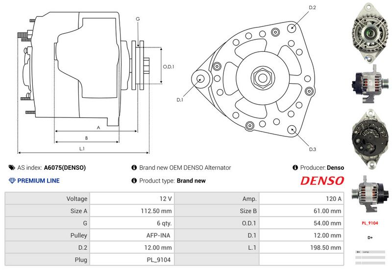 AS-PL A6075(DENSO) Alternator