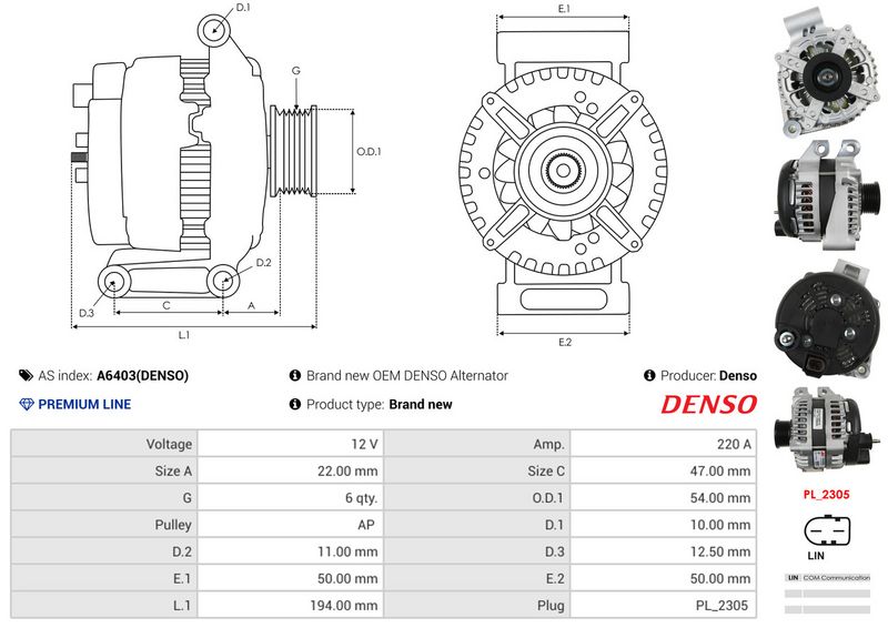AS-PL A6403(DENSO) Alternator