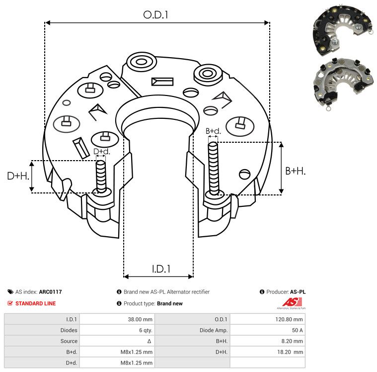 AS-PL ARC0117 Rectifier, alternator