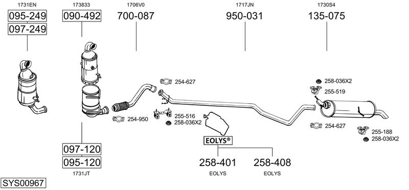 BOSAL kipufogórendszer SYS00967