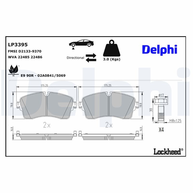 Piduriklotsi komplekt, ketaspidur, DELPHI LP3395