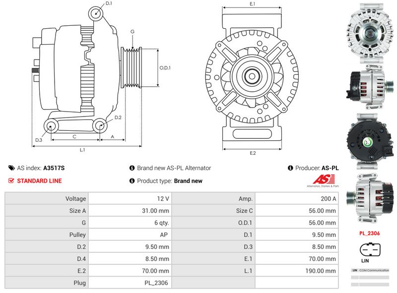 AS-PL A3517S Alternator