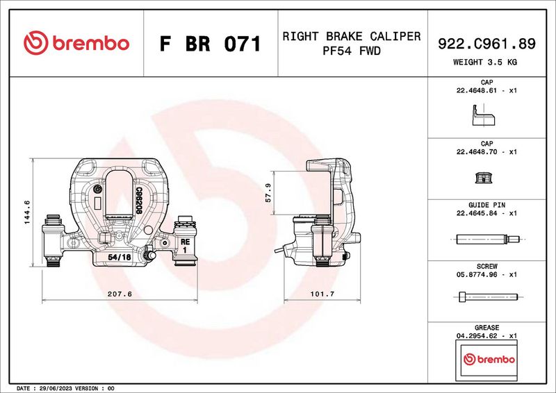 BREMBO FBR071 Brake Caliper