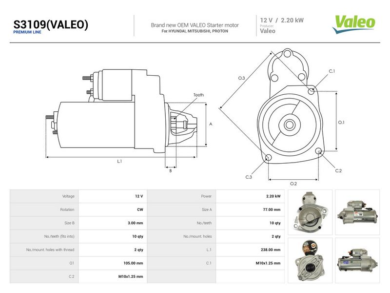 Starter, AS-PL S3109(VALEO)