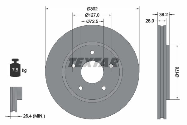 TEXTAR féktárcsa 92181503