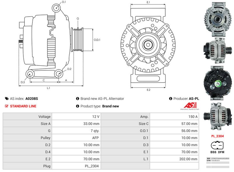 AS-PL A0208S Alternator