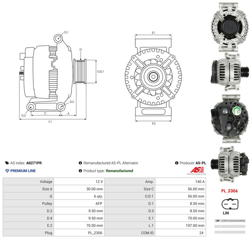 Generaator, AS-PL A0271PR