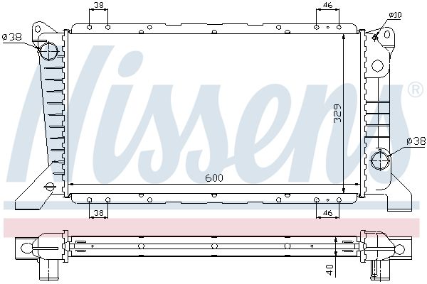 Радіатор, система охолодження двигуна, FORD TRANSIT (EY) (94-) 2.5 D, Nissens 62241A