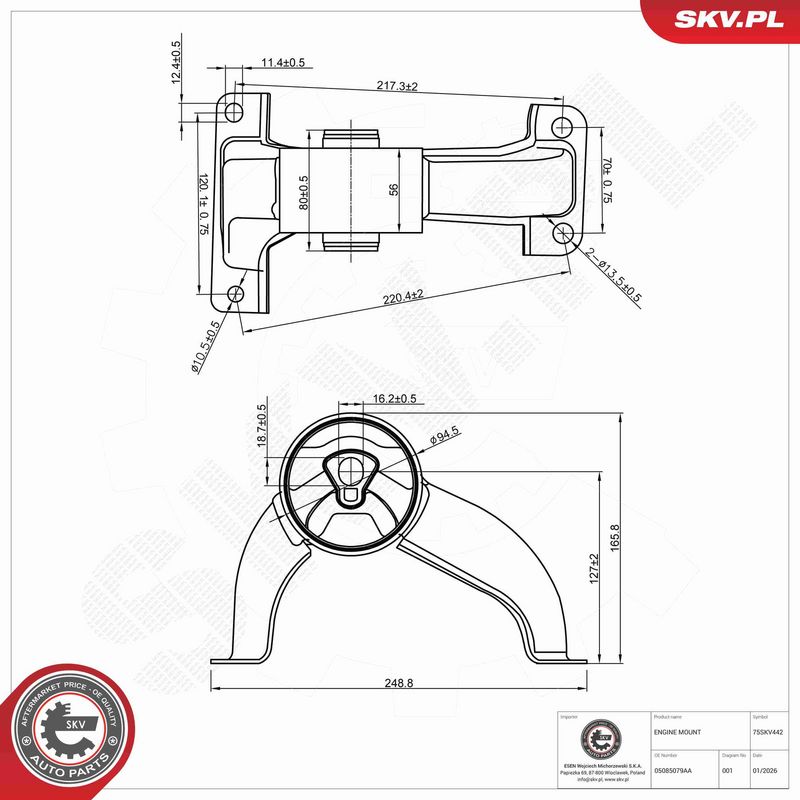 ESEN SKV 75SKV442 Mounting, engine