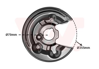 Защита диска тормозного (заднего) (R) на A3, Alhambra, Eos , Passat B5, Passat B6, Passat B7, Passat CC, Q3, Sharan, ...