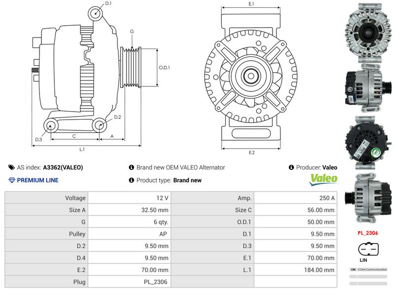 AS-PL A3362(VALEO) Alternator