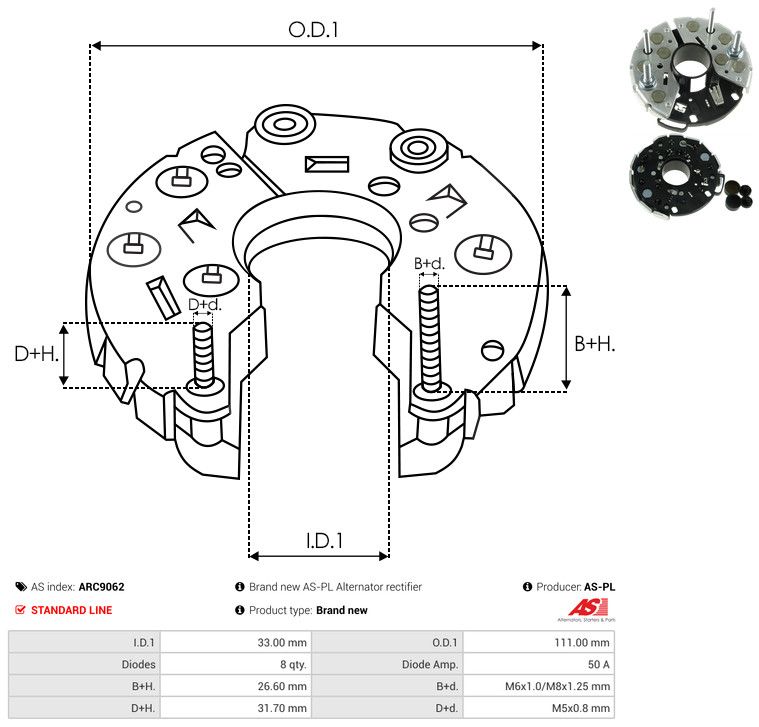 AS-PL ARC9062 Rectifier, alternator
