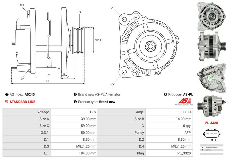 AS-PL A5245 Alternator
