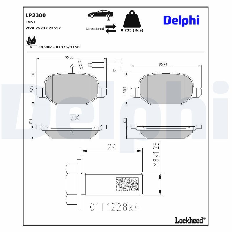Piduriklotsi komplekt, ketaspidur, DELPHI LP2300
